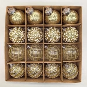 16pcs/set New Style Christmas Ball Set Glitter Deco Ball with Round Shapes for Christmas Tree Hanging Ornaments Plastic Material