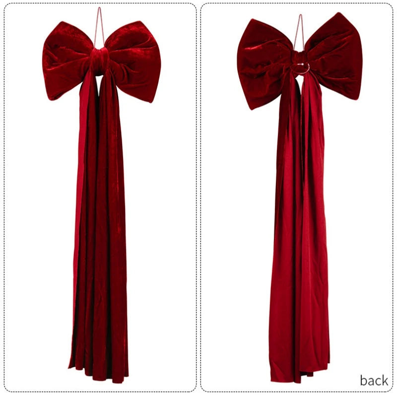 1Pc Large Christmas Bow Pendant Christmas Tree Decoration Wine Red Non Fallen Bow Tree Pendant