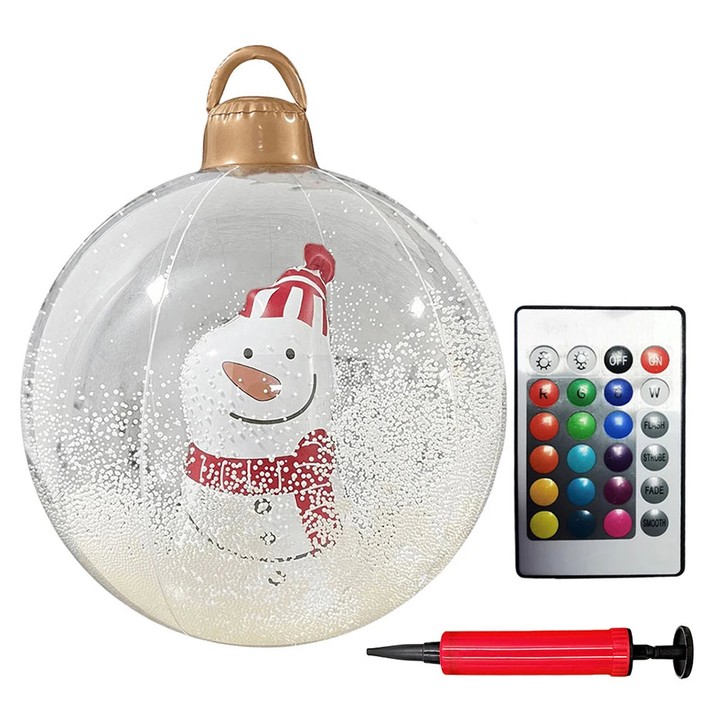 60cm Giant Inflatable Christmas Ball with Lights Remote Control Giant Luminous Inflatable Christmas Ball Outdoor Christmas Decor
