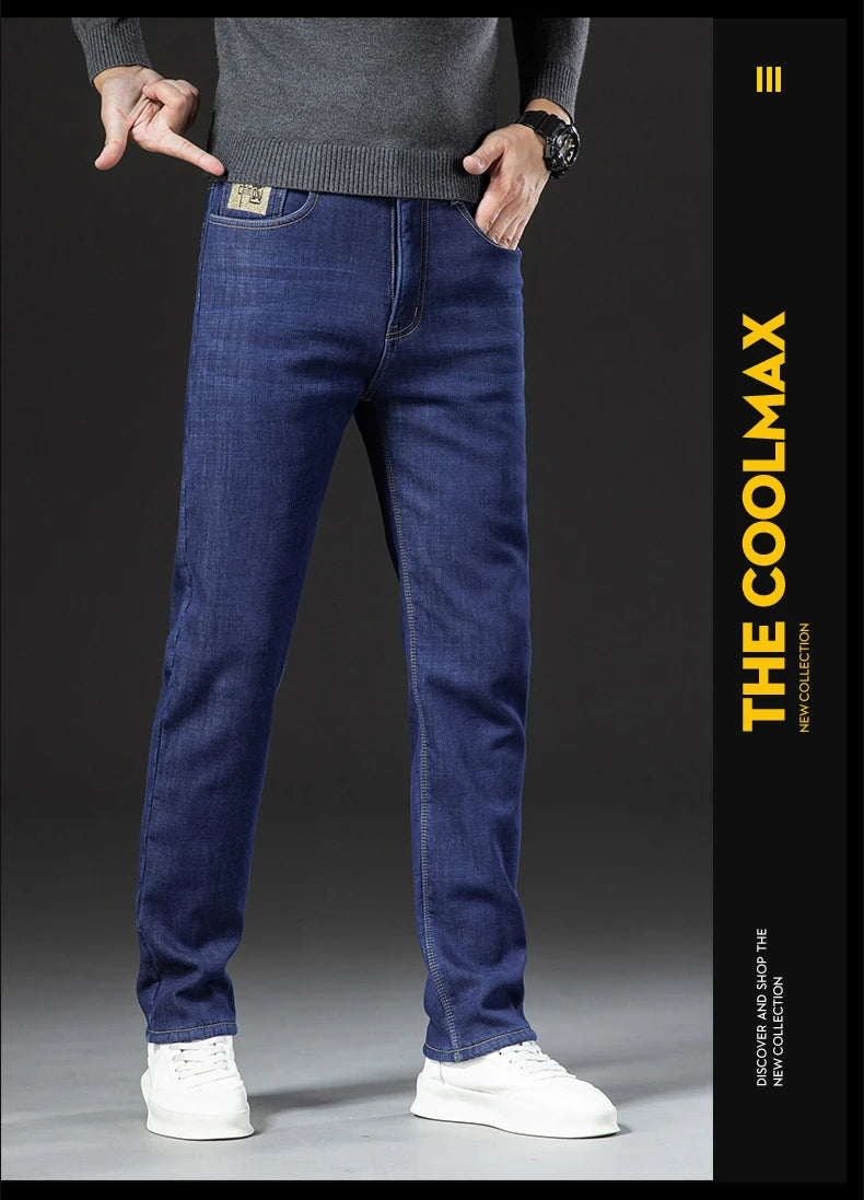 Winter Lamb Fluff Denim Straight Pants Men Thicken Big Size 40 Jeans High Waist Stretch Jeansy Fleece Lined Warm Slim Vaqueros - You Offer
