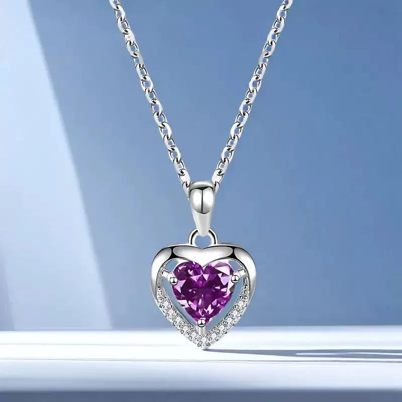 Heart Pendant Necklaces For Women With Rose Flower Gift Box Girlfriend Mother Family Birthday Fashion Romantic Surprise Gifts - You Offer