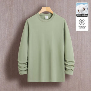 Top Quality 100 % Cotton Fashion Brand Plain Round Neck Trending New T Shirts Men Long Sleeve Tops Casual Classic Mens Clothes
