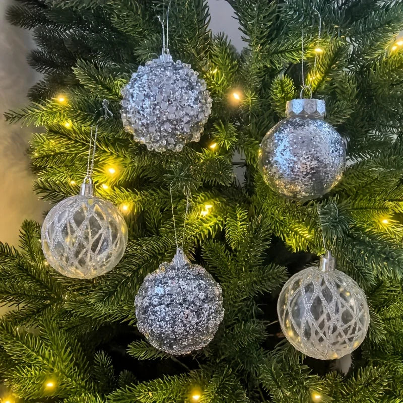 16pcs/set New Style Christmas Ball Set Glitter Deco Ball with Round Shapes for Christmas Tree Hanging Ornaments Plastic Material