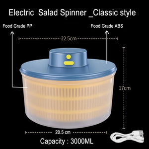 Salad Spinner Electric/Manual Vegetable Dehydrator Multifunction Food Fruit Dryer Quick Drying Drain Basket Kitchen Accessories