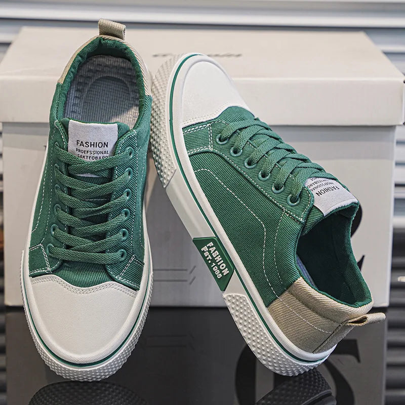 2026 Men's Canvas Shoes Outdoor Fashion Skateboard Shoes for Men Comfor Non-Slip Casual Sneakers Breathable Men Walking Shoes