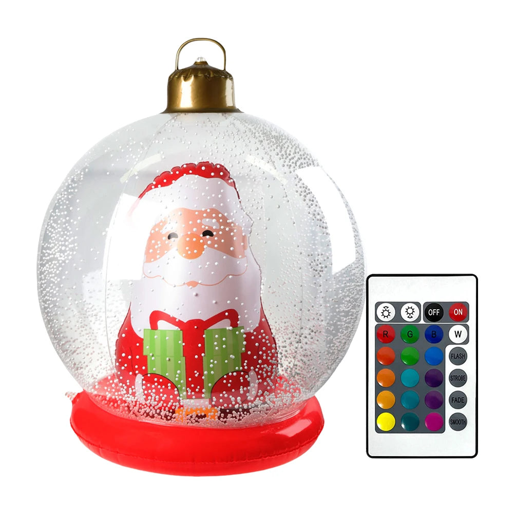 60cm Giant Inflatable Christmas Ball with Lights Remote Control Giant Luminous Inflatable Christmas Ball Outdoor Christmas Decor