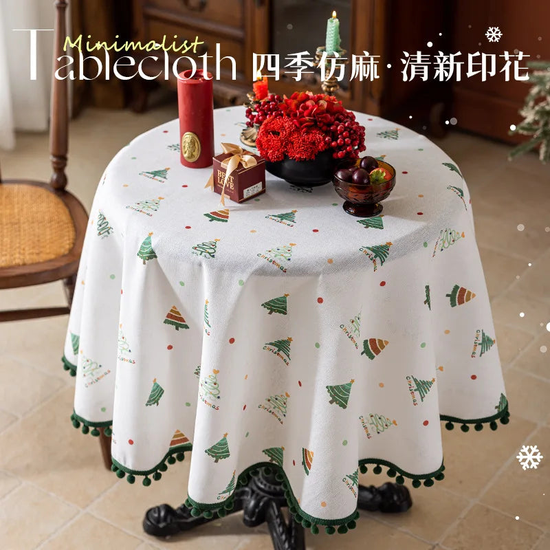2025 new high-end tablecloth household round table rectangular table festive atmosphere Christmas party tablecloth