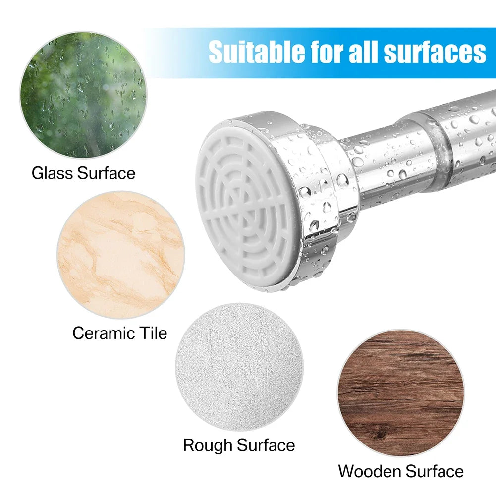 50-260CM Adjustable Curtain Rod No Drilling Telescopic Shower Curtain Pole for Balcony Bathroom Wardrobe Rod Clothes Drying Rack