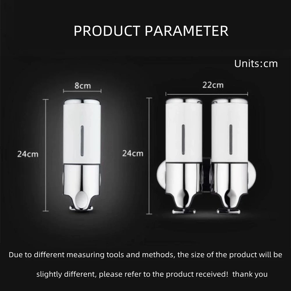 Wall Mounted Shower Dispenser Manual Single/Double Pump Black Shampoo Liquid Kitchen Bathroom Accessory
