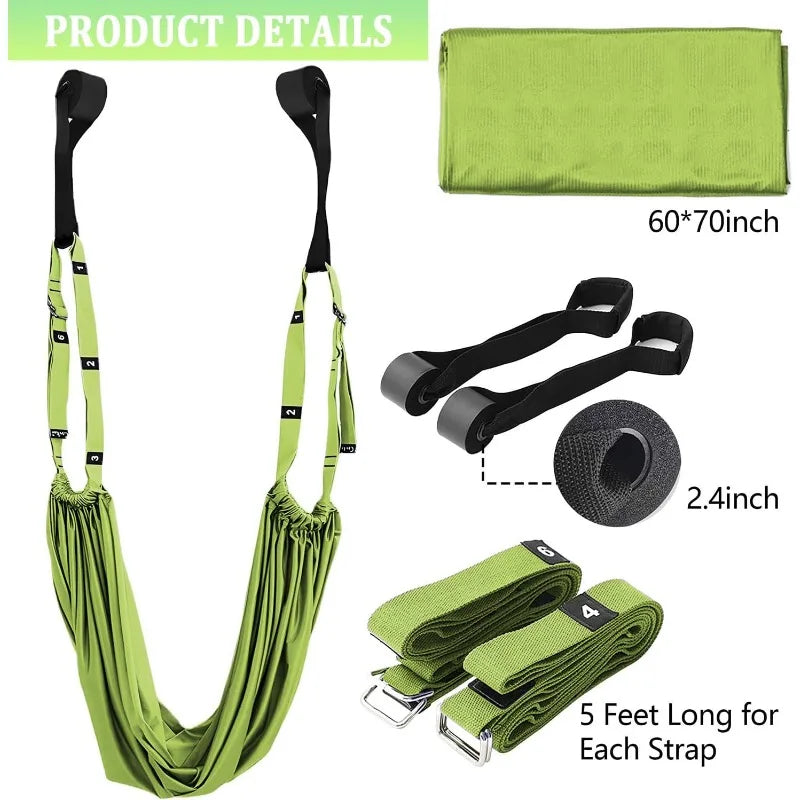 Adjustable Aerial Yoga Hammock Set Pilates Anti-gravity Swing Stretch Strap Dance Fitness Yoga Training Body Shaping Exercises