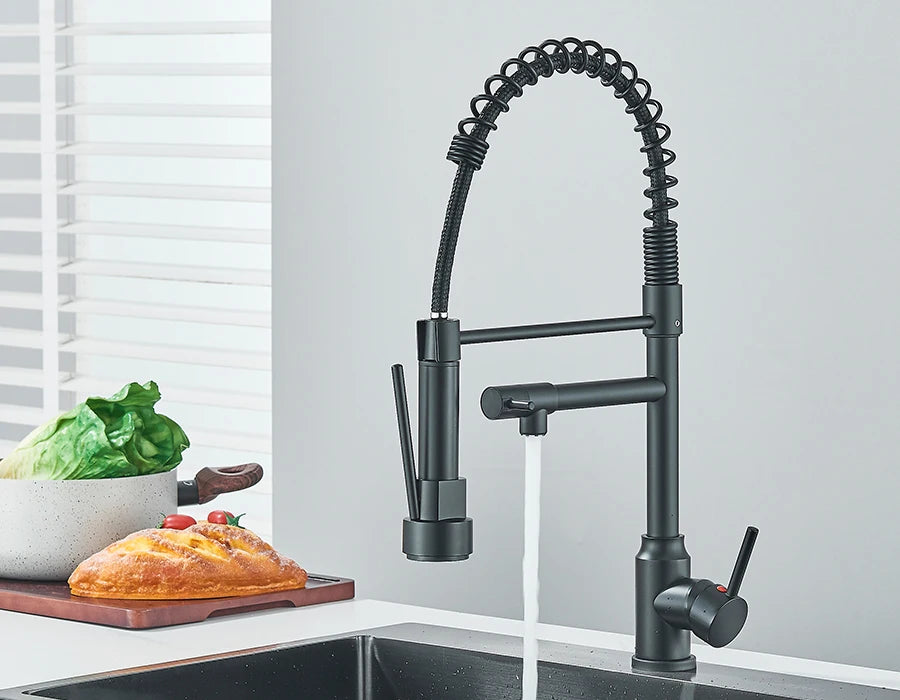 Pull Down Spring Kitchen Faucet Single Lever Hot Cold Mixer Water For Kitchen Sink Dual Spout Nozzle Faucets Crane - You Offer