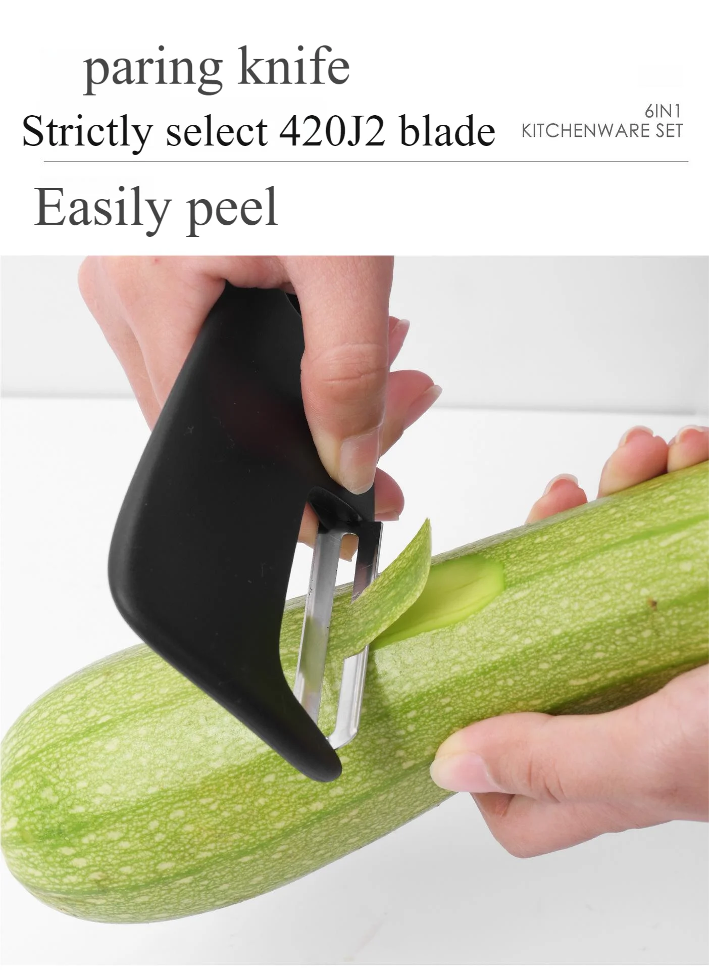 6 - in - 1 Stackable Kitchen Gadget Set | Peeler, Cheese Grater, Garlic Grinder, Bottle Opener, Pizza Cutter, Herb Cutter
