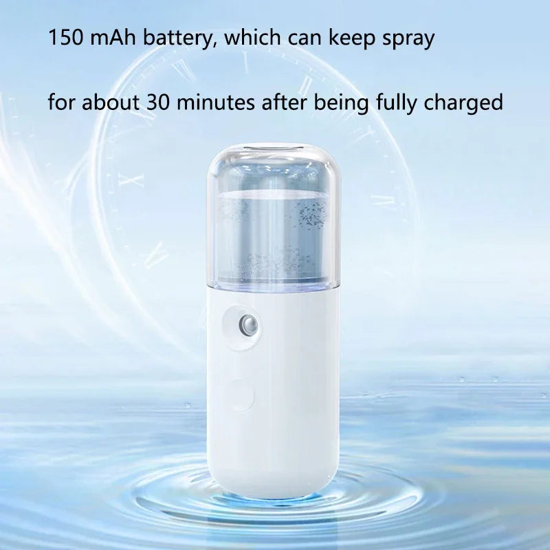 Mini Facial Nano Mist Sprayer Handy Nano Cool Spray Face Mister Steamer ,Moisturizing and Hydrating for Skin Care, Makeup