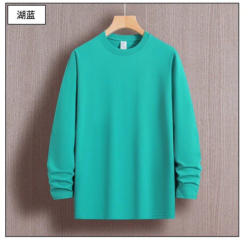 Top Quality 100 % Cotton Fashion Brand Plain Round Neck Trending New T Shirts Men Long Sleeve Tops Casual Classic Mens Clothes