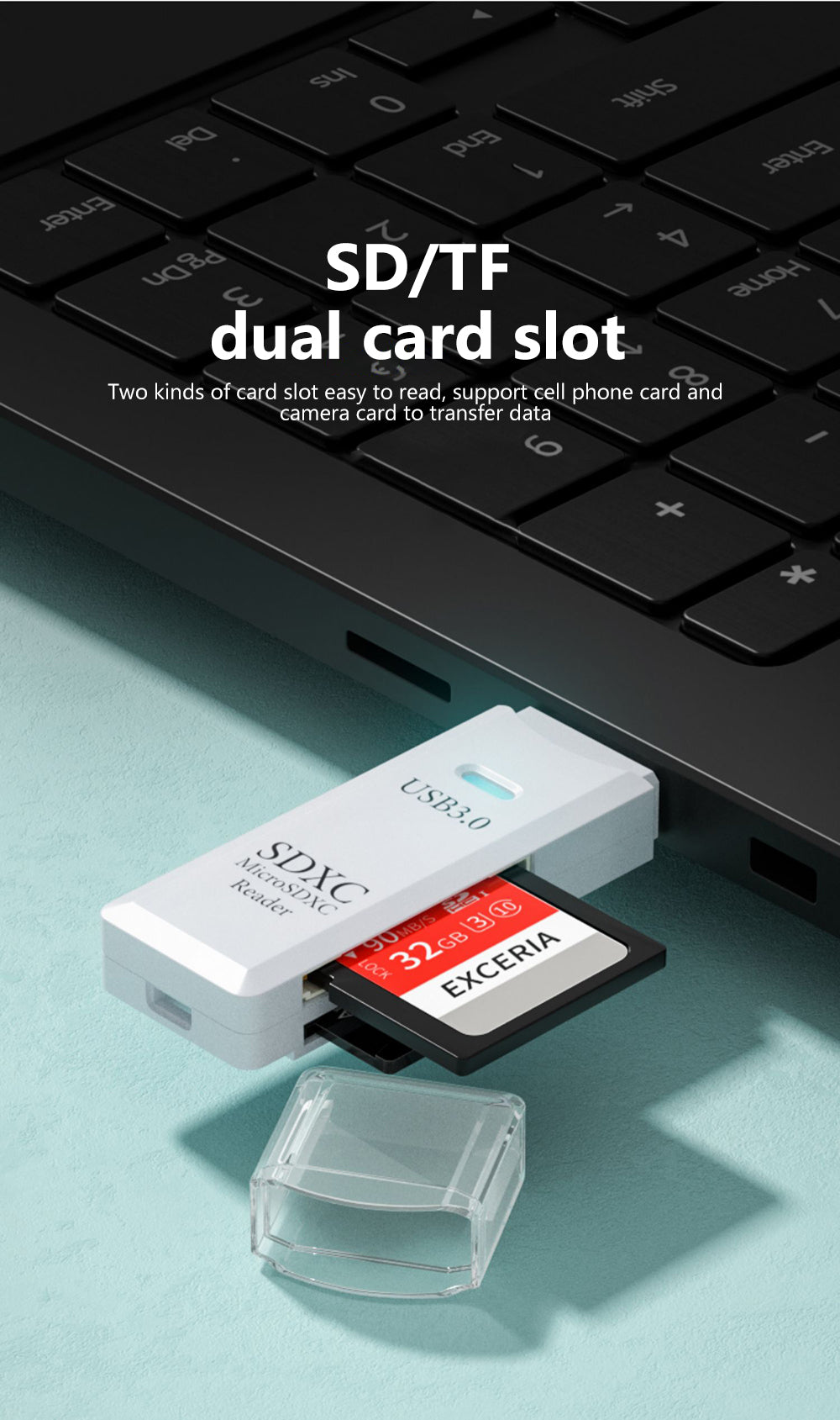 New 2 IN 1 High Speed Usb 3.0 Smart Cardreader Adapter Usb Card Reader For PC Laptop Accessories SD TF Card Memory