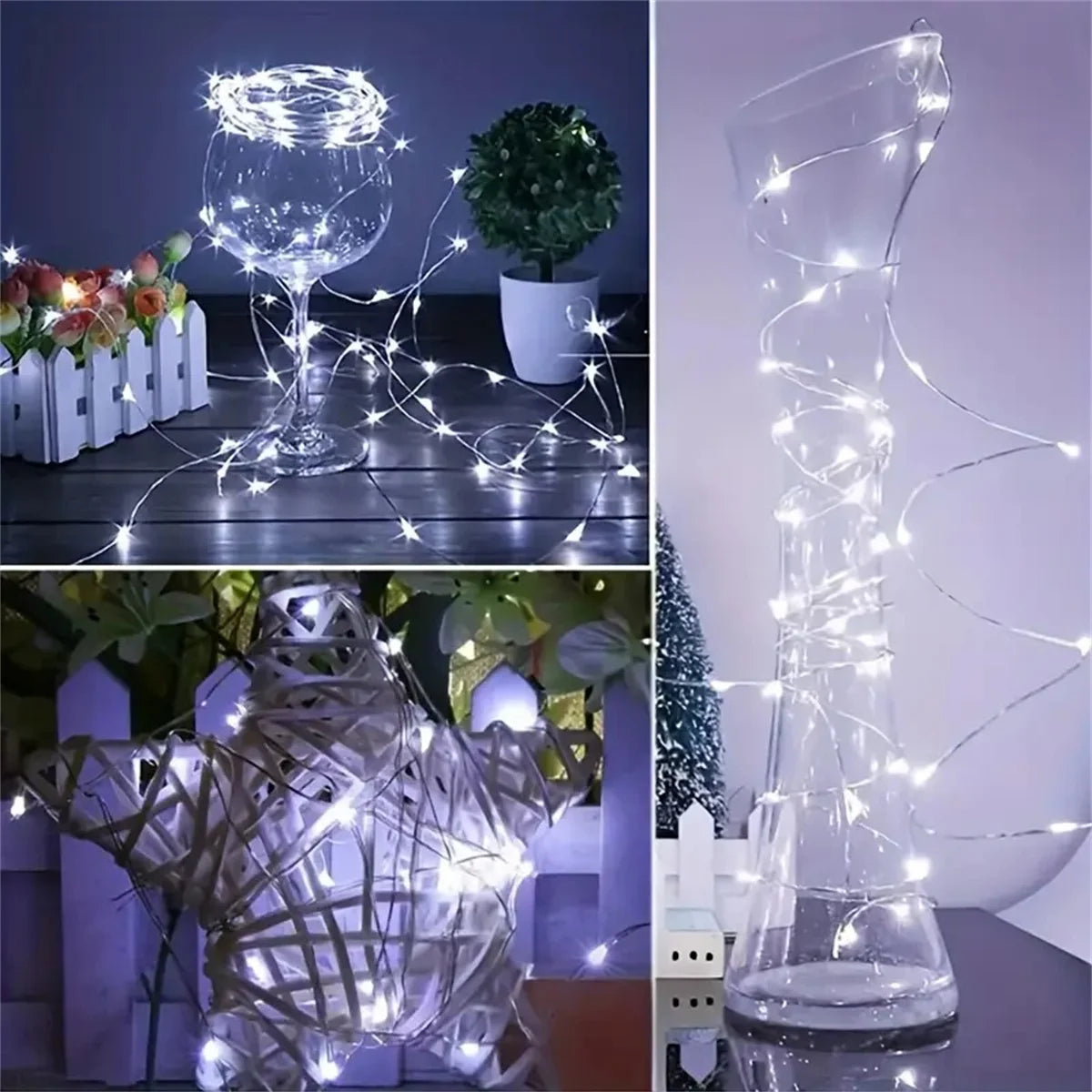 4/10/40 LED battery string lights, waterproof copper wire 6.6ft 20 LED starry sky lights, used for party and bouquet decoration