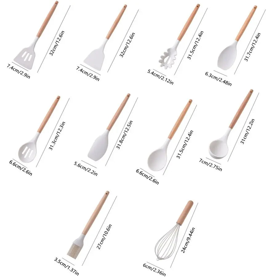 19pcs Food Grade Silicone Brodark Kitchenware Set, Cooking Spoon, Shovel, Cutting Board, Fruit Knife, Chef Knife, Combination Se - You Offer