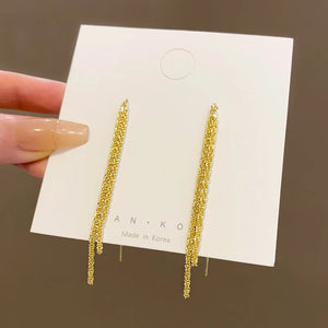 New Long Tassel Chain Dangle Earrings for Women girl Trend Korean Fashion Fine Earring Wedding Luxury Y2K Jewelry Wholesale - You Offer