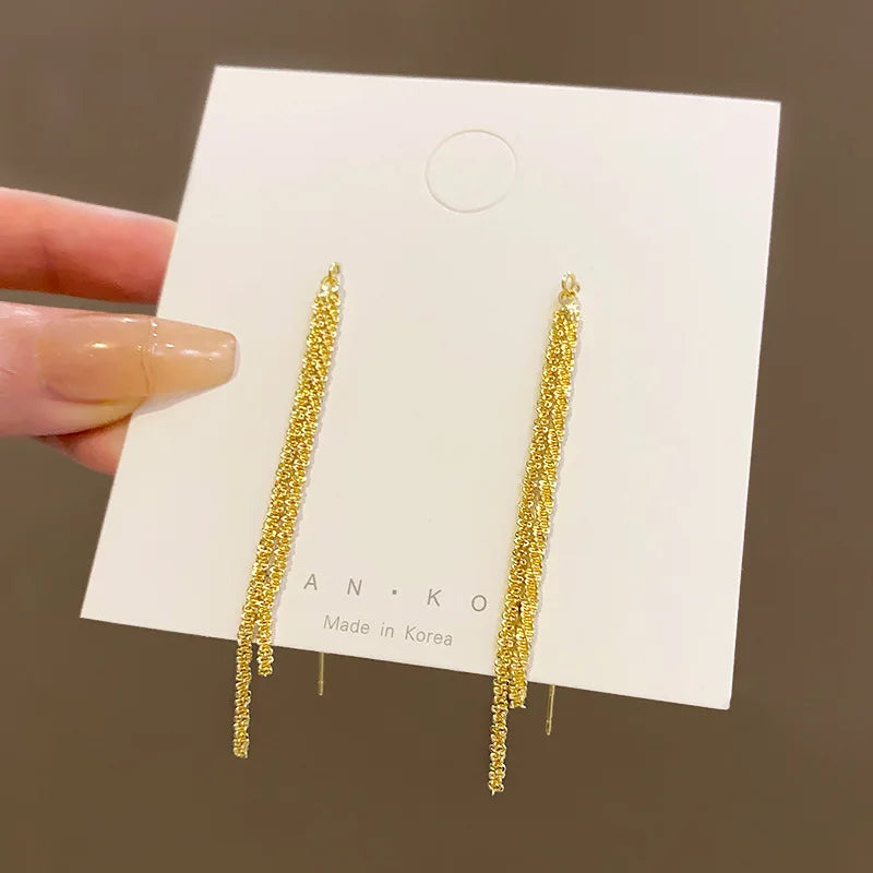 New Long Tassel Chain Dangle Earrings for Women girl Trend Korean Fashion Fine Earring Wedding Luxury Y2K Jewelry Wholesale - You Offer