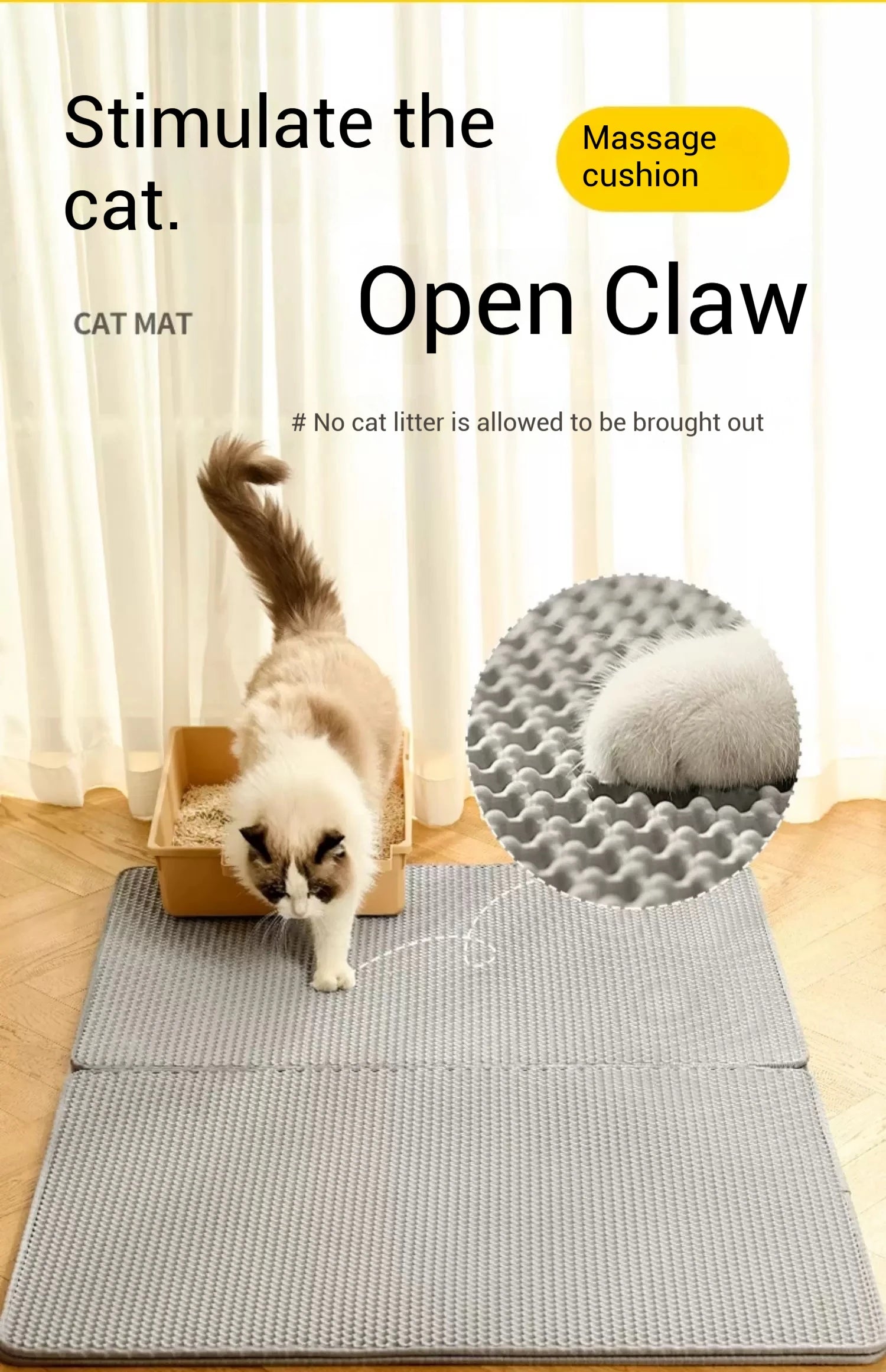 90x60CM Large Cat Litter Mat Waterproof Double Layer Non Slip Litter Box Tray Washable Durable Pet Toilet Sand Trapping Mat