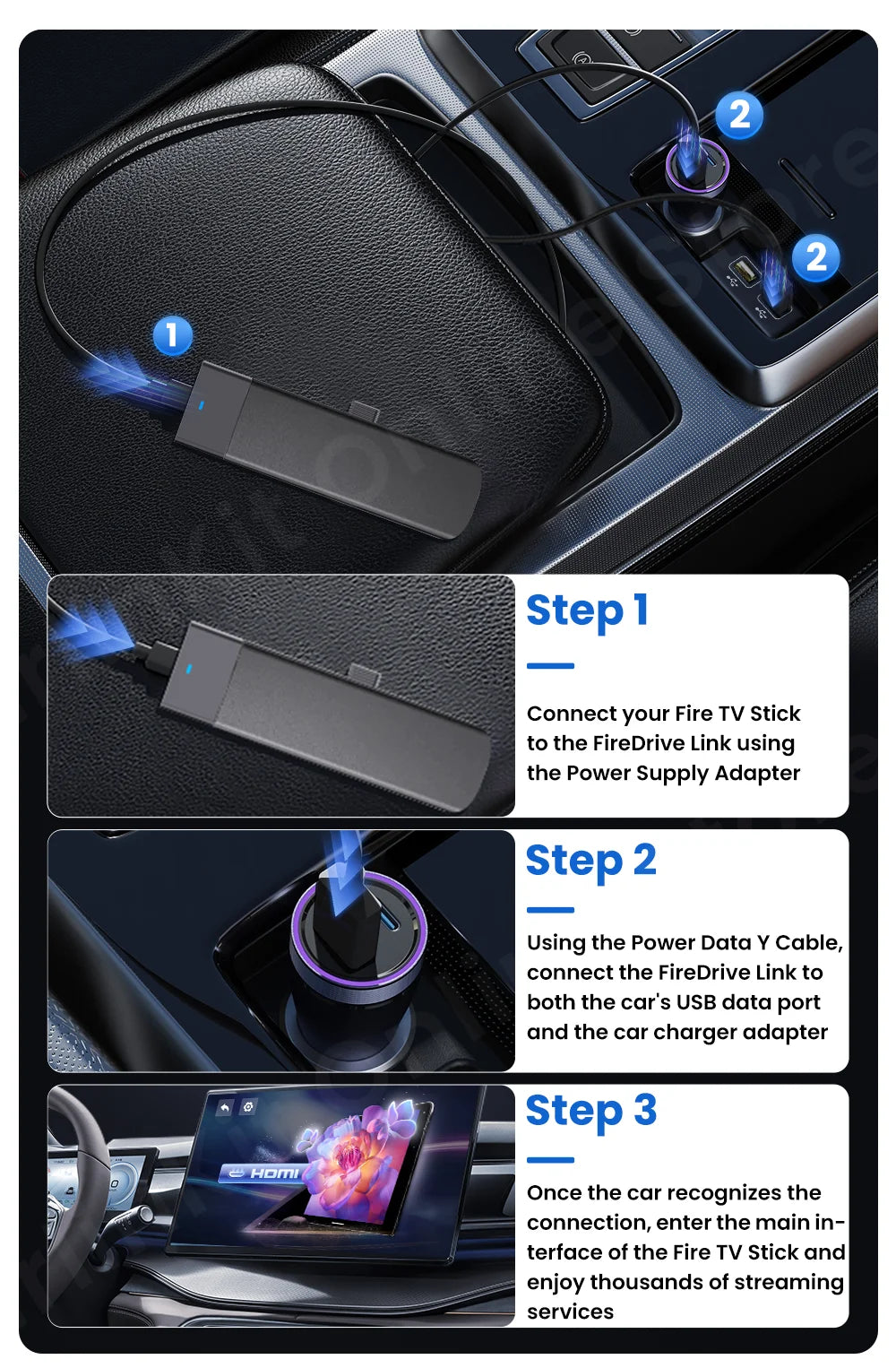 CarlinKit Firedrive Link Wired Carplay to HDMI for Fire Tv Stick Fire Tv Stick Lite HD 4K 4K Max Youtube Netflix Prime Video - You Offer