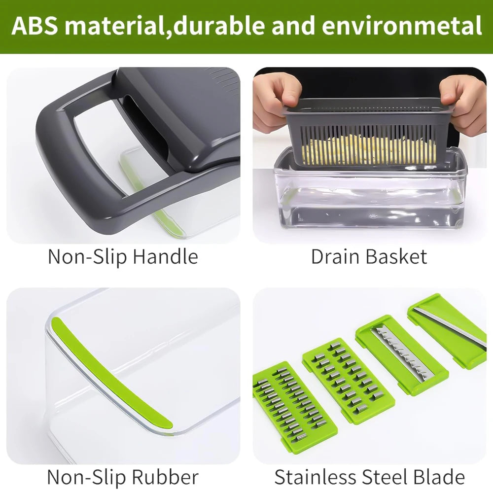 14 in 1 Multifunctional Vegetable Onion Manual Chopper Food Kitchen Potato Cut Shredder Slicer Kitchen Gadget - You Offer