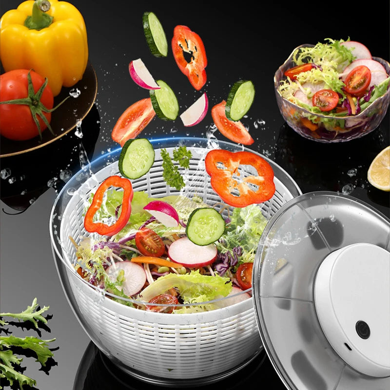 Salad Spinner Electric/Manual Vegetable Dehydrator Multifunction Food Fruit Dryer Quick Drying Drain Basket Kitchen Accessories