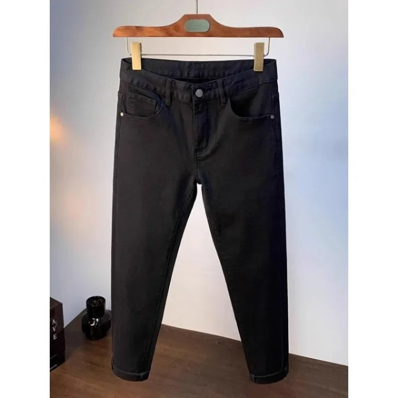 Spring Autumn Men's Elastic Slim Fit Casual Jeans Trendy Loose High End Brand Fashionable Long Trousers Popular Style - You Offer