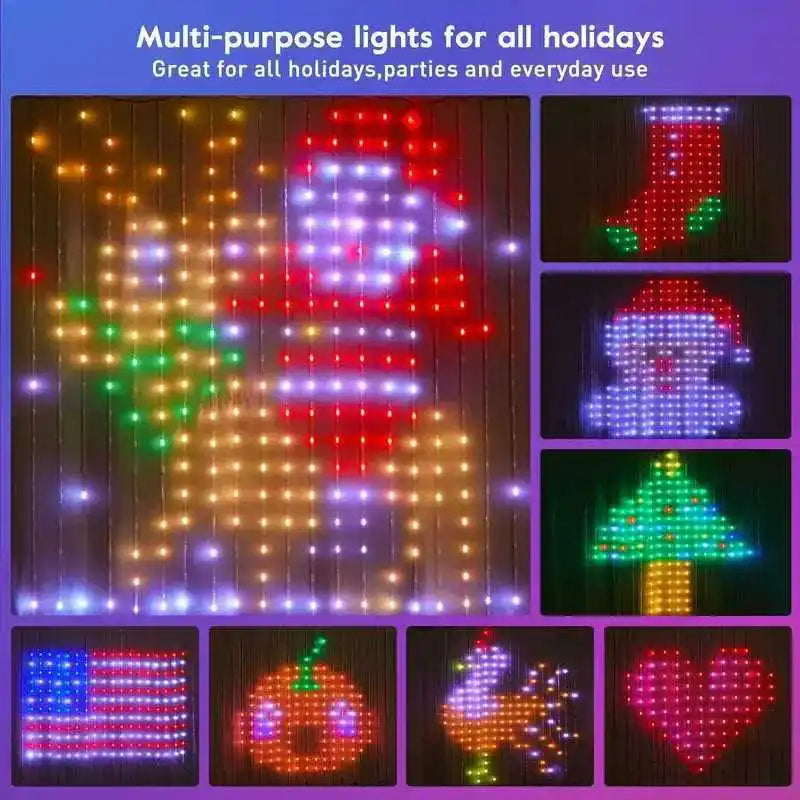 Smart Curtain Lights, 400 LED USB Curtain String Lights with App Remote Control,Music Sync Christmas Curtain String Outdoor
