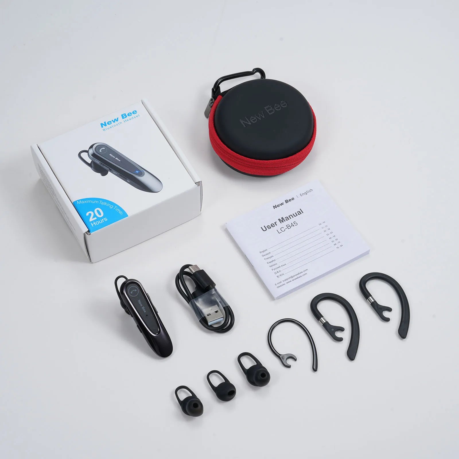 LC-B45 Bluetooth 5.0 Headset Single In-Ear Wireless Earphone Hands-Free with Mic CVC8.0 Noise Cancelling Talk For Driving