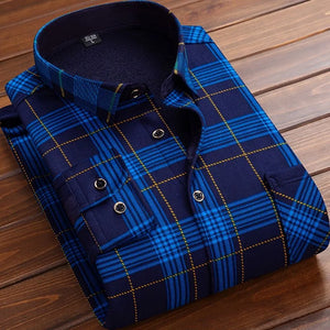 Autumn and Winter New Fashionable Plush Thick Warm Checkered Shirt for Men's Casual Loose Sports Large Size High Quality Shirt