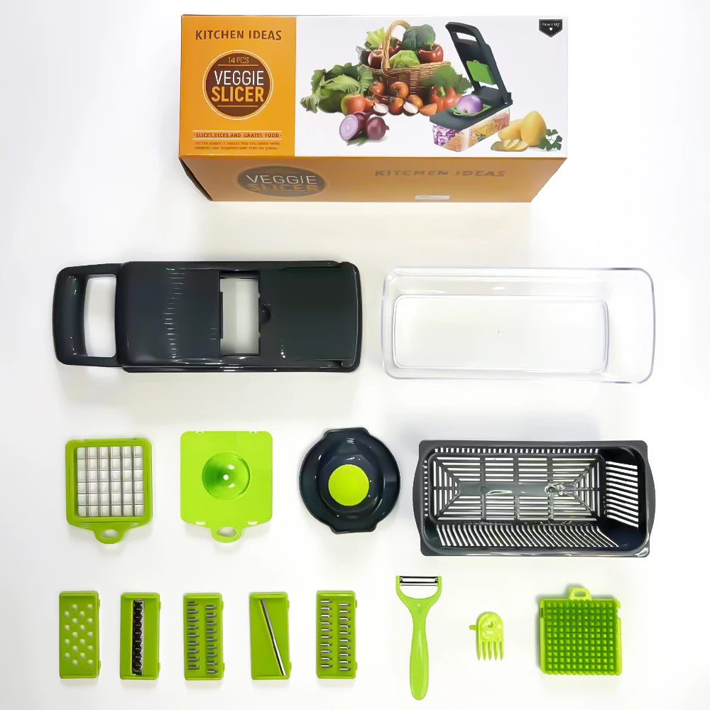 14 in 1 Multifunctional Vegetable Onion Manual Chopper Food Kitchen Potato Cut Shredder Slicer Kitchen Gadget - You Offer