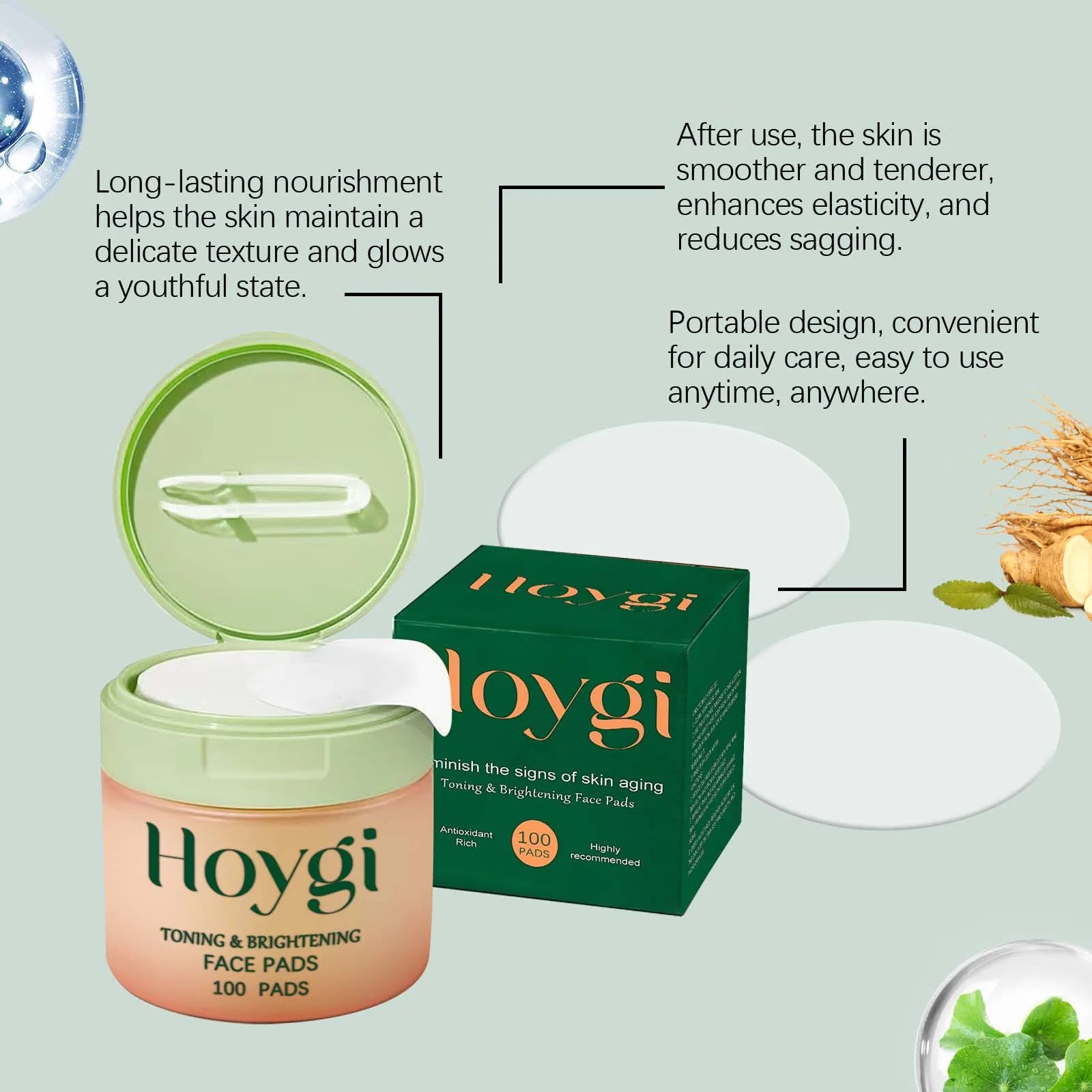 Moisturizing Centella Asiatica Cotton Pads Nourishing Lighten Fine Lines Anti Acne Smooth Even Skin Tone Repair Damaged Skin Car
