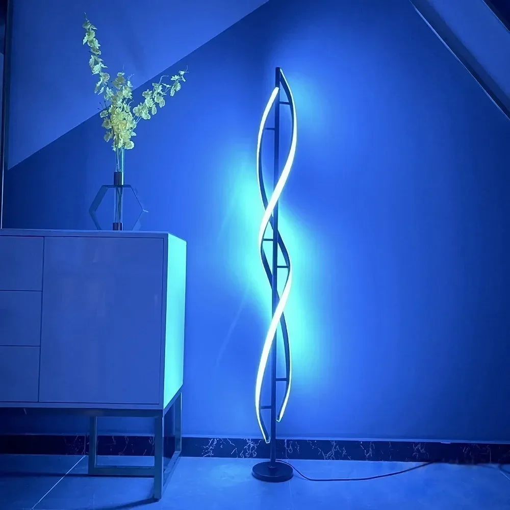 Minimalist creative floor lamp, bedroom living room personalized atmosphere lamp,Nordic minimalist LED circular curve floor lamp