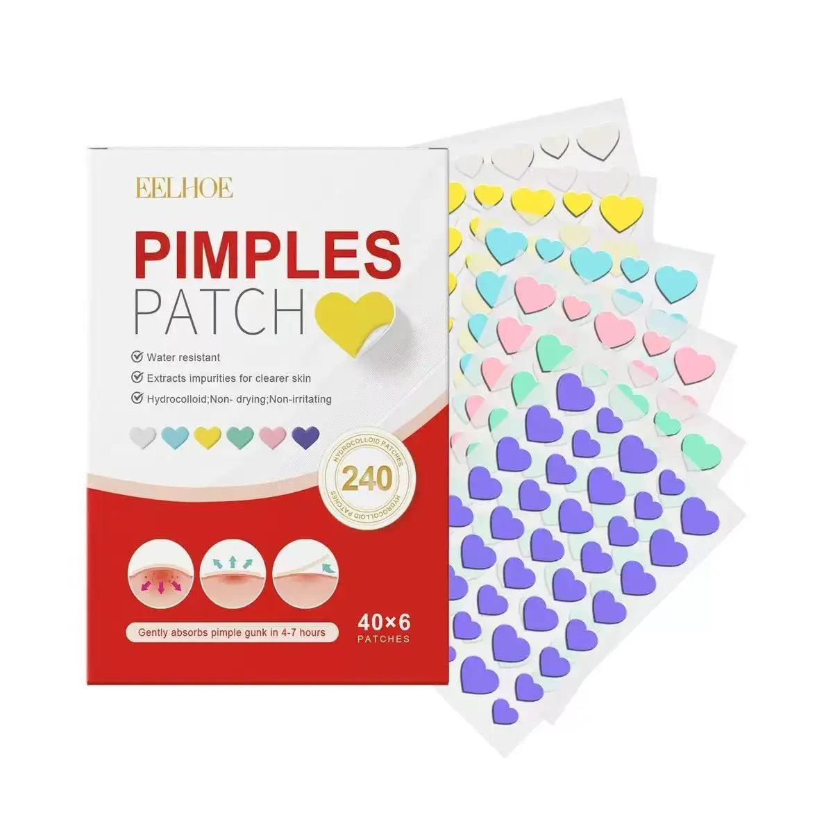 240pcs New Pimple Patch Acne Patches Heart/Star/Flower/Round Shape Acne Dots Patches Moisturizes for Covering Zits and Blemishes