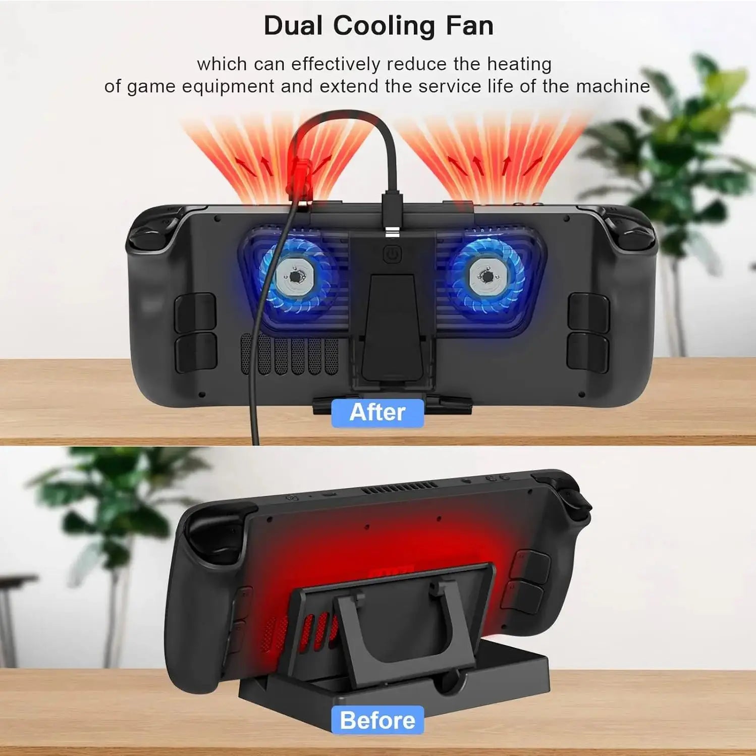 Steam Deck Cooling Fan, Dual Cooling Fan for Rog Ally, Nintendo Switch, Switch OLED or Steam Deck with Cable