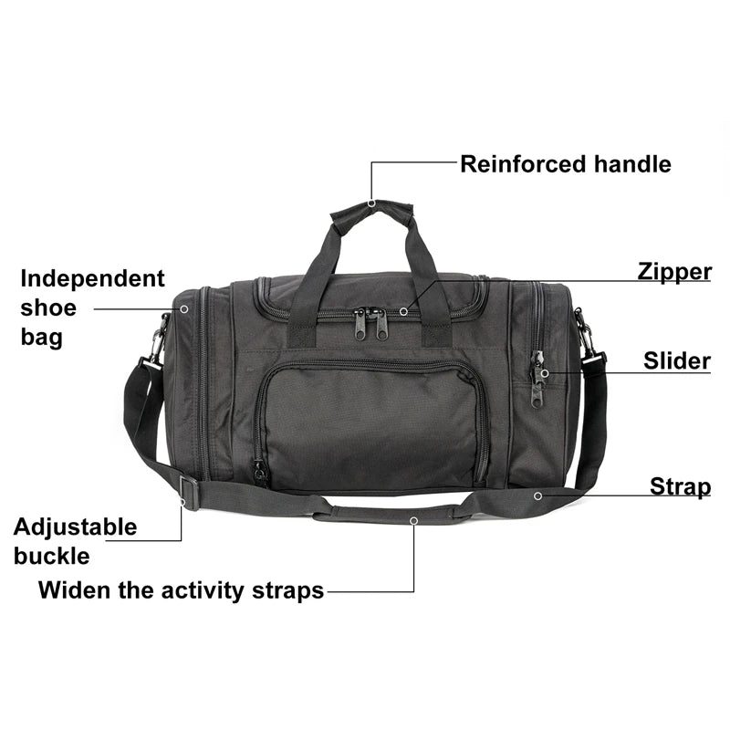 Military Tactical Travel Bag Men Outdoor Handbag Sports Luggage Bags Weekend Gym Hiking Trekking Bag with Shoes Compartment - You Offer