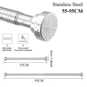 50-260CM Adjustable Curtain Rod No Drilling Telescopic Shower Curtain Pole for Balcony Bathroom Wardrobe Rod Clothes Drying Rack
