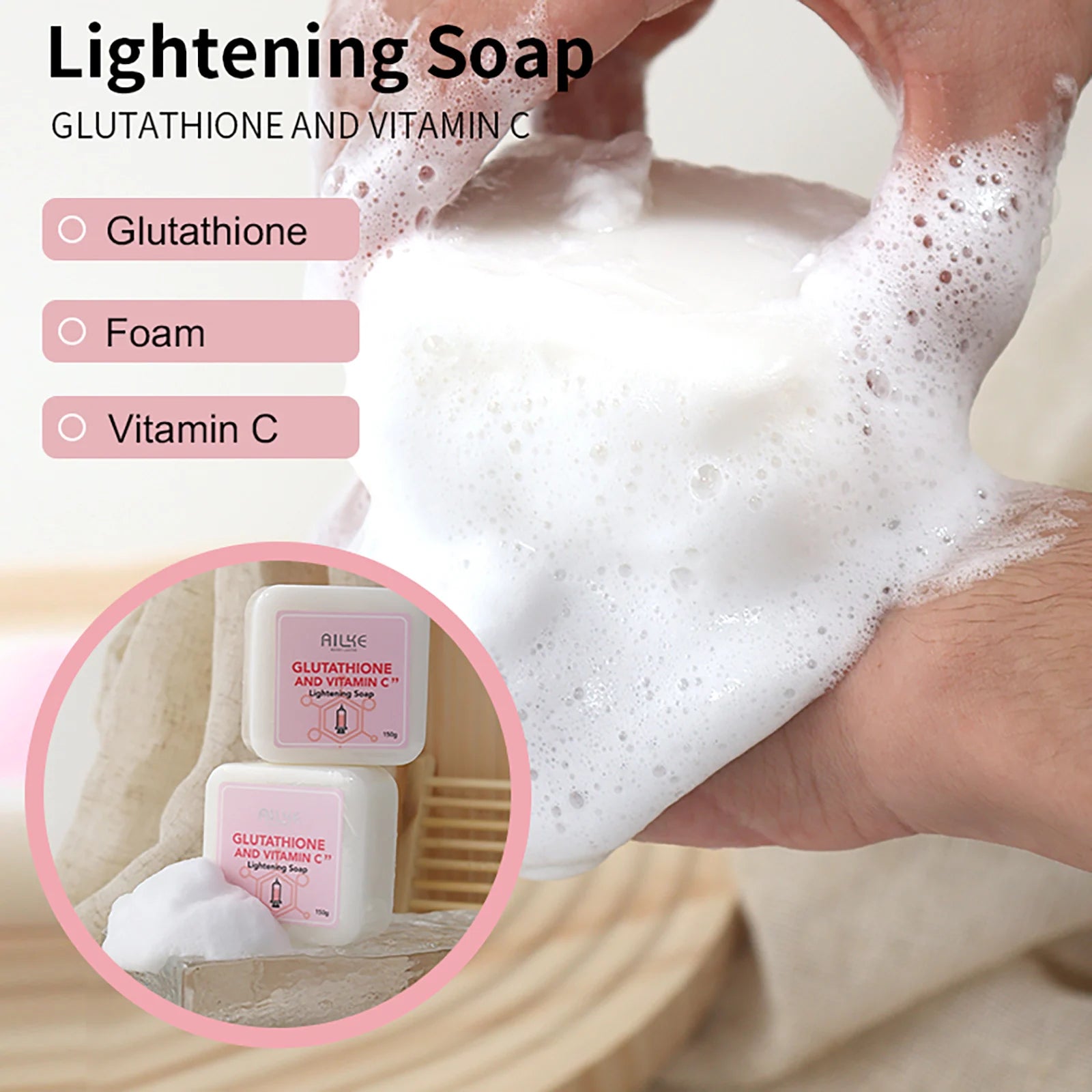 AILKE Whitening Remove Black Spots Facial Skin Care Lotion Moisturizing Cream Body Glutathion Vitamin C Black Skin Face New Set