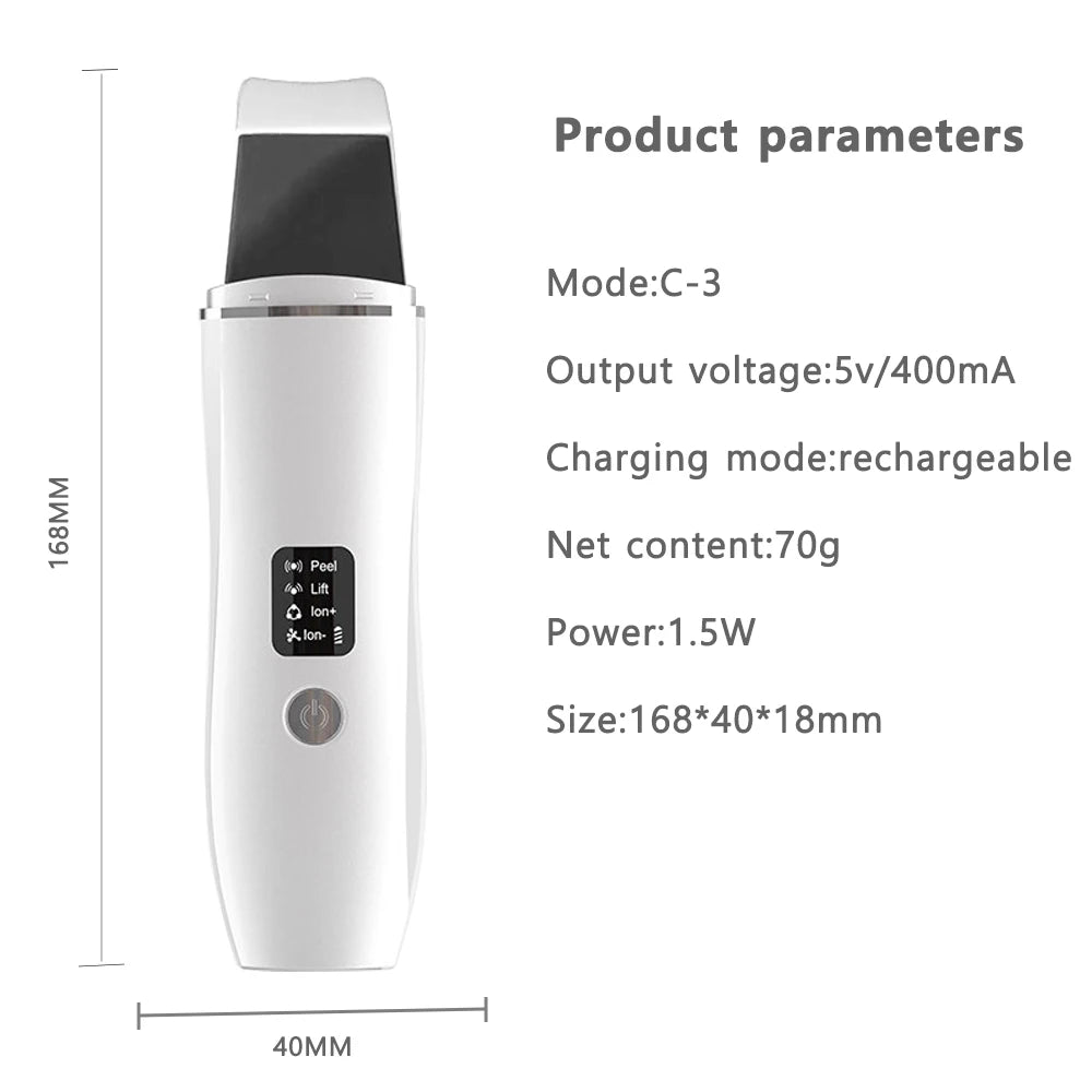 Ultrasonic Skin Scrubber Facial Deep Cleansing Blackhead Remove Ultrasonic Cleansing Cavitation Peeling Shovel Skin Scrubber