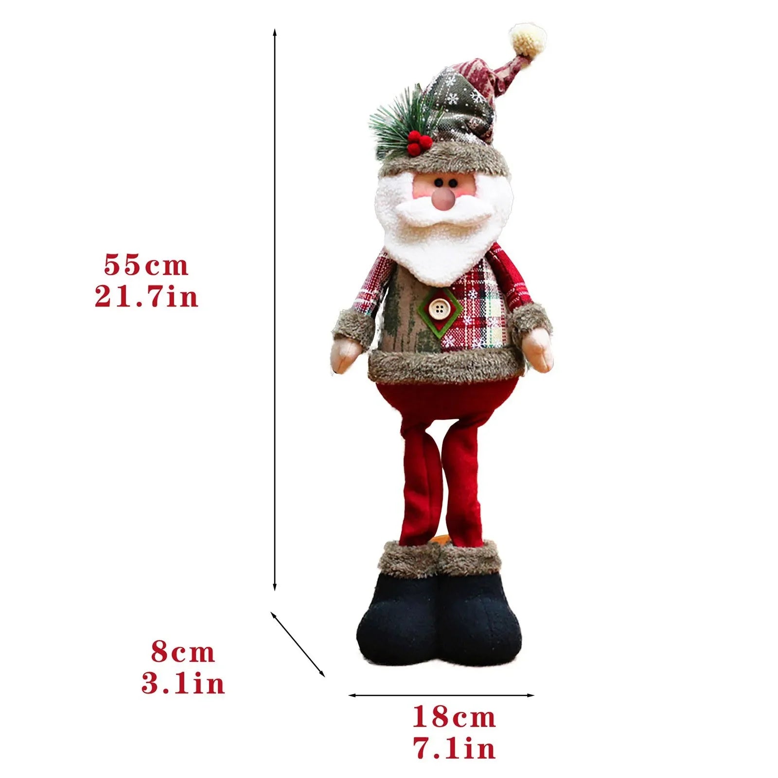 Adjustable Santa Claus Snowman Elk Doll Plush 40～60cm Xmas Gift Christmas Tree Decorations Home Party Xmas Ornaments 1～3pcs
