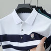 High quality fashion striped short sleeve polo shirt men's luxury brand embossed design summer new breathable T-shirt golf top