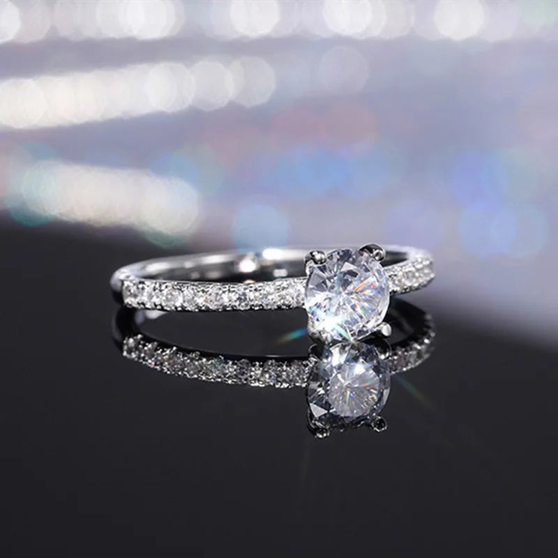 6mm Round Cut CZ Solitaire Engagement Wedding Ring for Women Girl Size 5-11 - You Offer