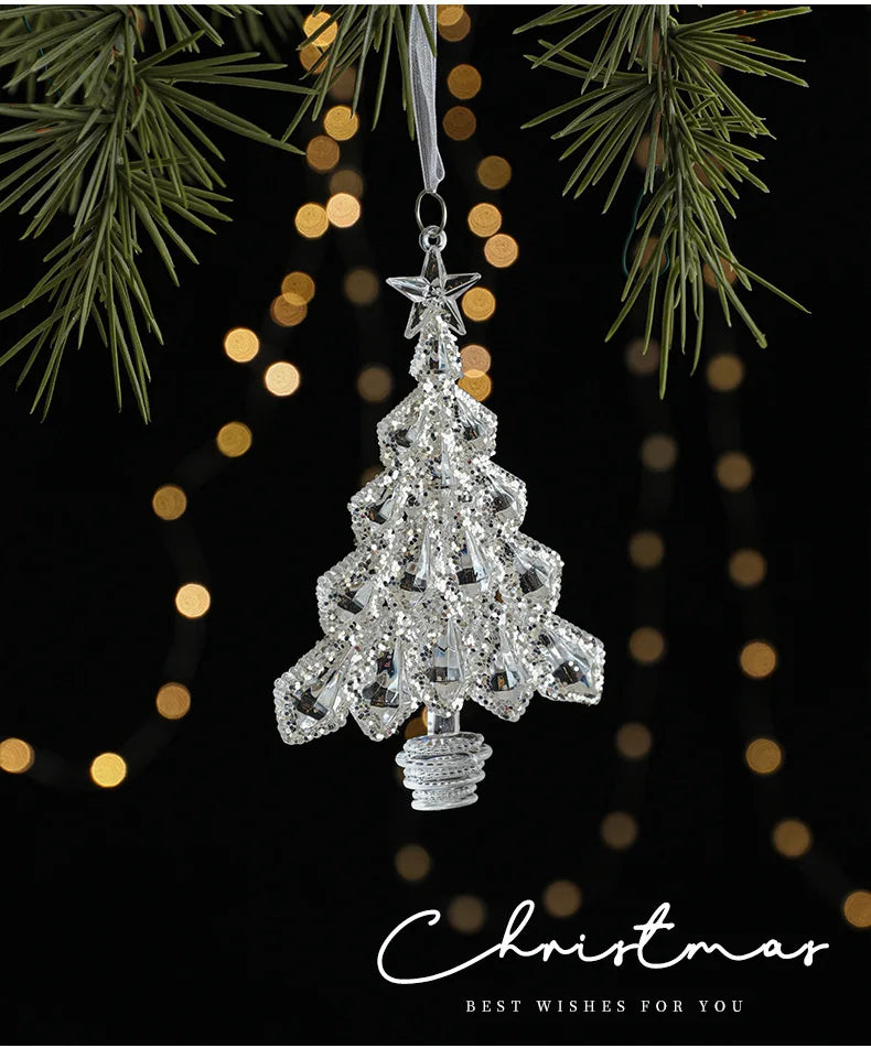 Christmas Ice Crystal Pendants, Christmas Tree Decorations, Transparent Acrylic Angels, Luxury Decorations, Scene Setting Props