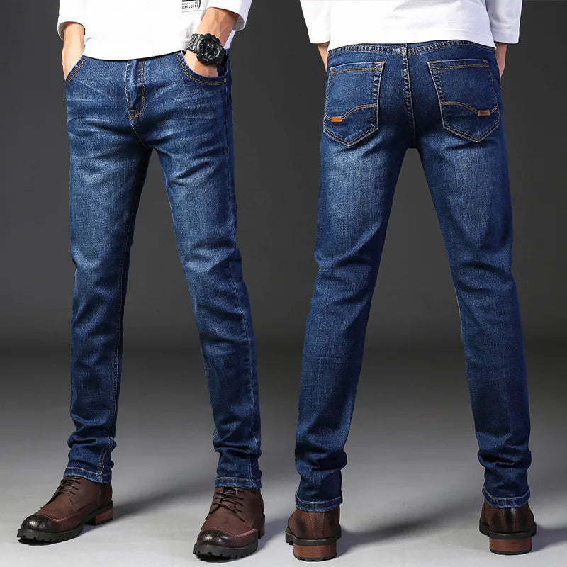 New Men's Lightweight Elastic Slim Fit Pants Are Comfortable, Soft, Fashionable, Straight Leg Casual Denim Pants for Men - You Offer