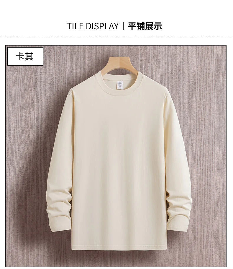 Top Quality 100 % Cotton Fashion Brand Plain Round Neck Trending New T Shirts Men Long Sleeve Tops Casual Classic Mens Clothes