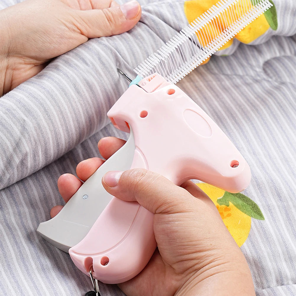 Quick Clothing Fixer with 50/100 Bear Buckles Mini Clothing Sewing Machine Portable Instant Button Garment Connector for Clothes - You Offer