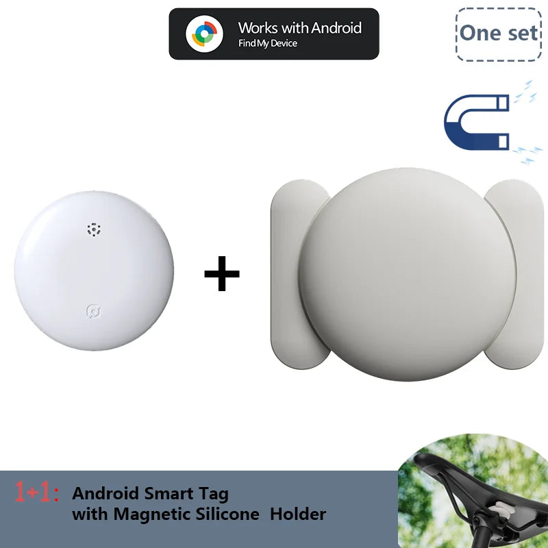 Android AirTag with Magnet Holder Compatible with Google Find My, Waterproof Shockproof Smart Tracker with Protective Cover
