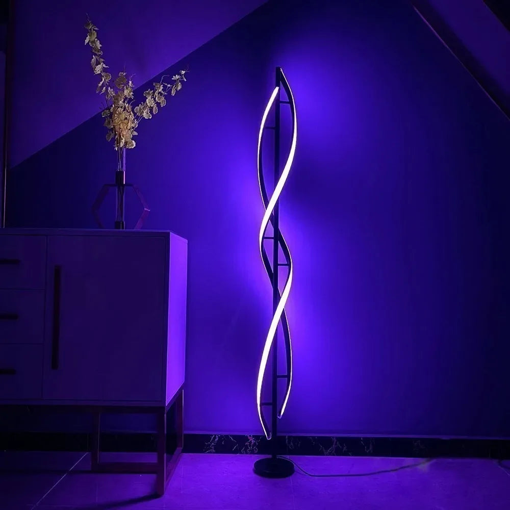Minimalist creative floor lamp, bedroom living room personalized atmosphere lamp,Nordic minimalist LED circular curve floor lamp