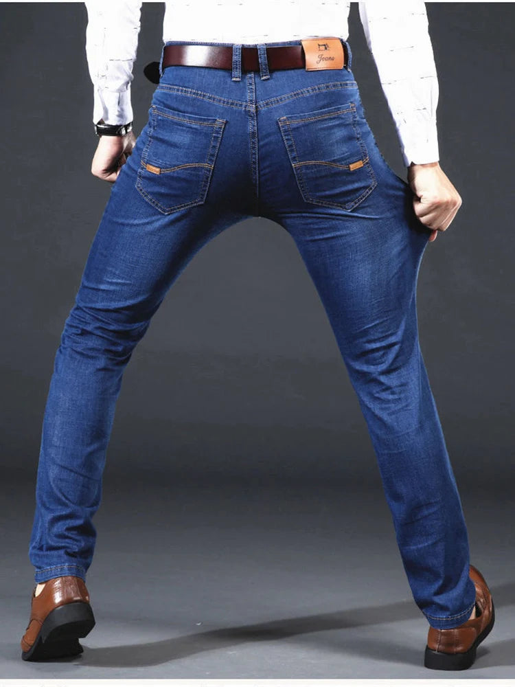 2025 New Men's Lightweight Slim Fit Pants, Comfortable and Soft, Business and Fashionable Straight Leg Casual Denim Pants - You Offer